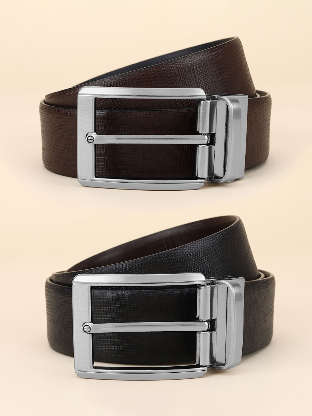 

GIL Men Textured Leather Reversible Formal Belt, Black