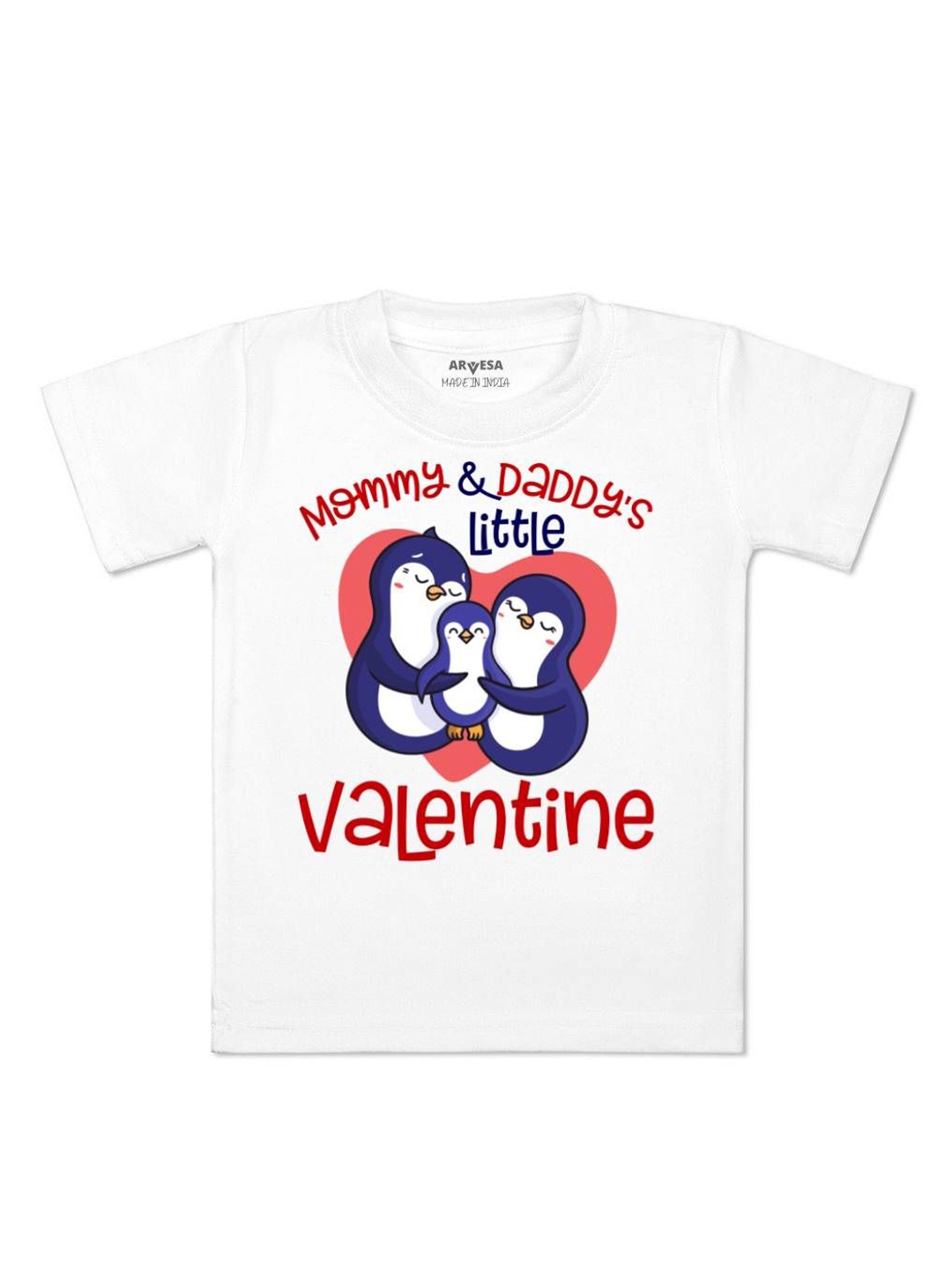 

Arvesa Mommy And Daddy Little Valentine Printed Kids Unisex T-shirt, White