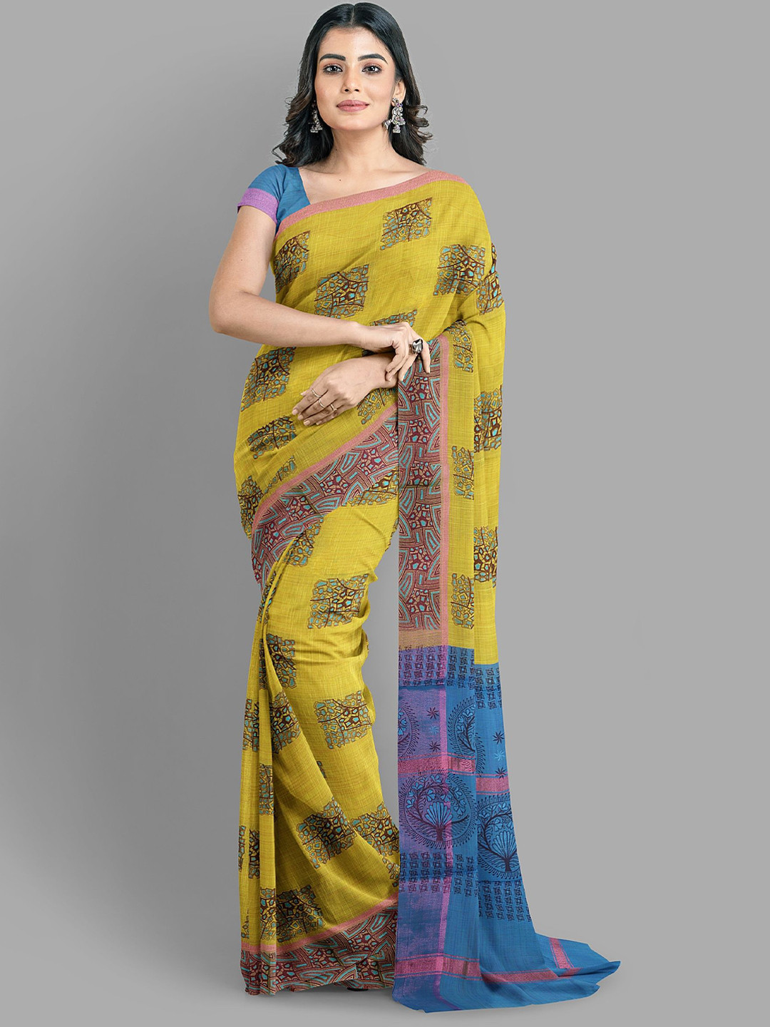 

The Chennai Silks Floral Saree, Mustard