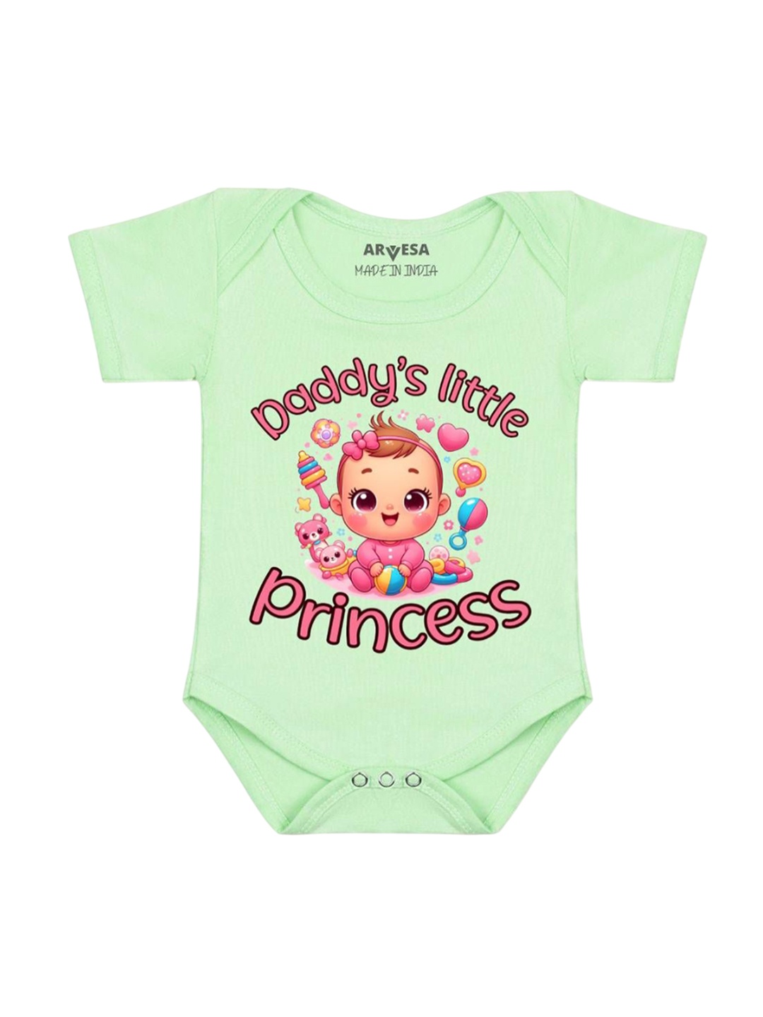 

Arvesa Kids Daddy Little Princess Printed Romper, Green