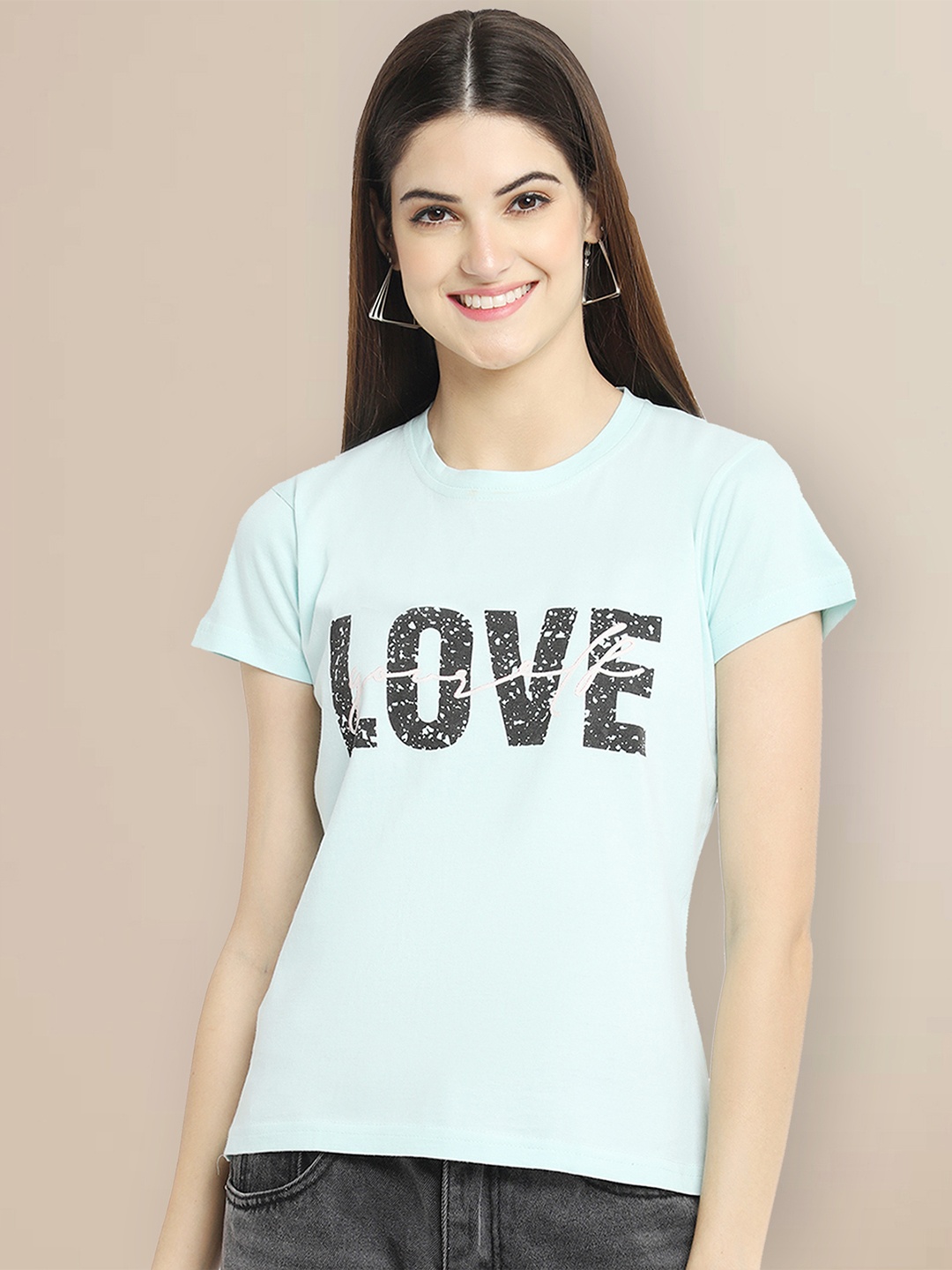

Metronaut Women Typography Printed T-shirt, Blue