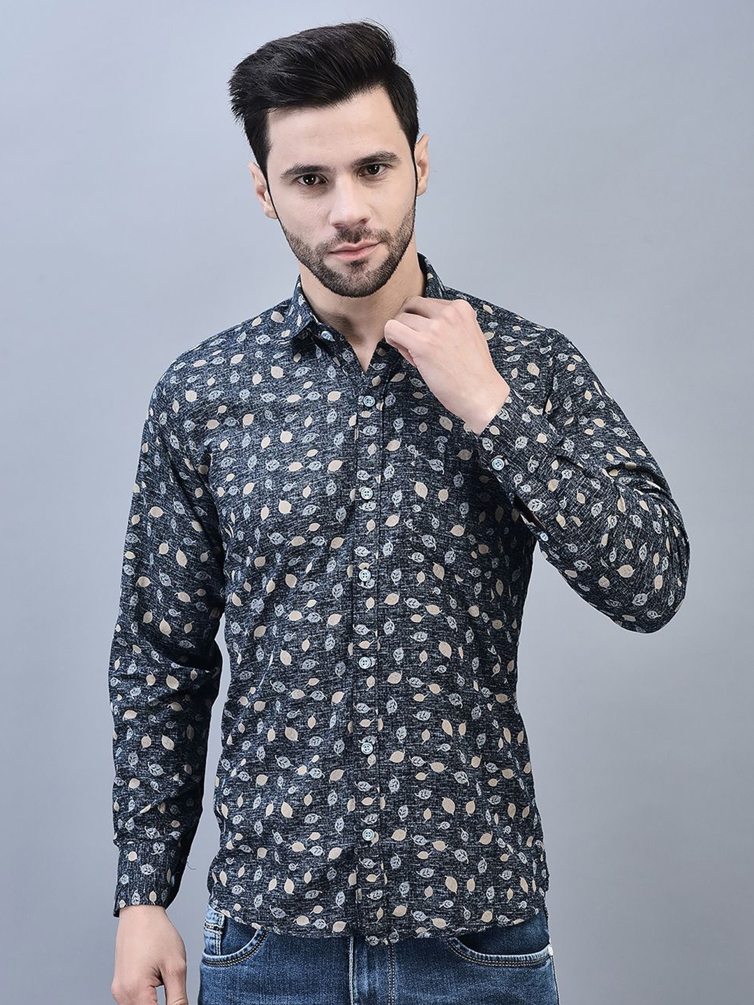 

CODE OF HONOUR Men Comfort Floral Opaque Printed Casual Shirt, Green