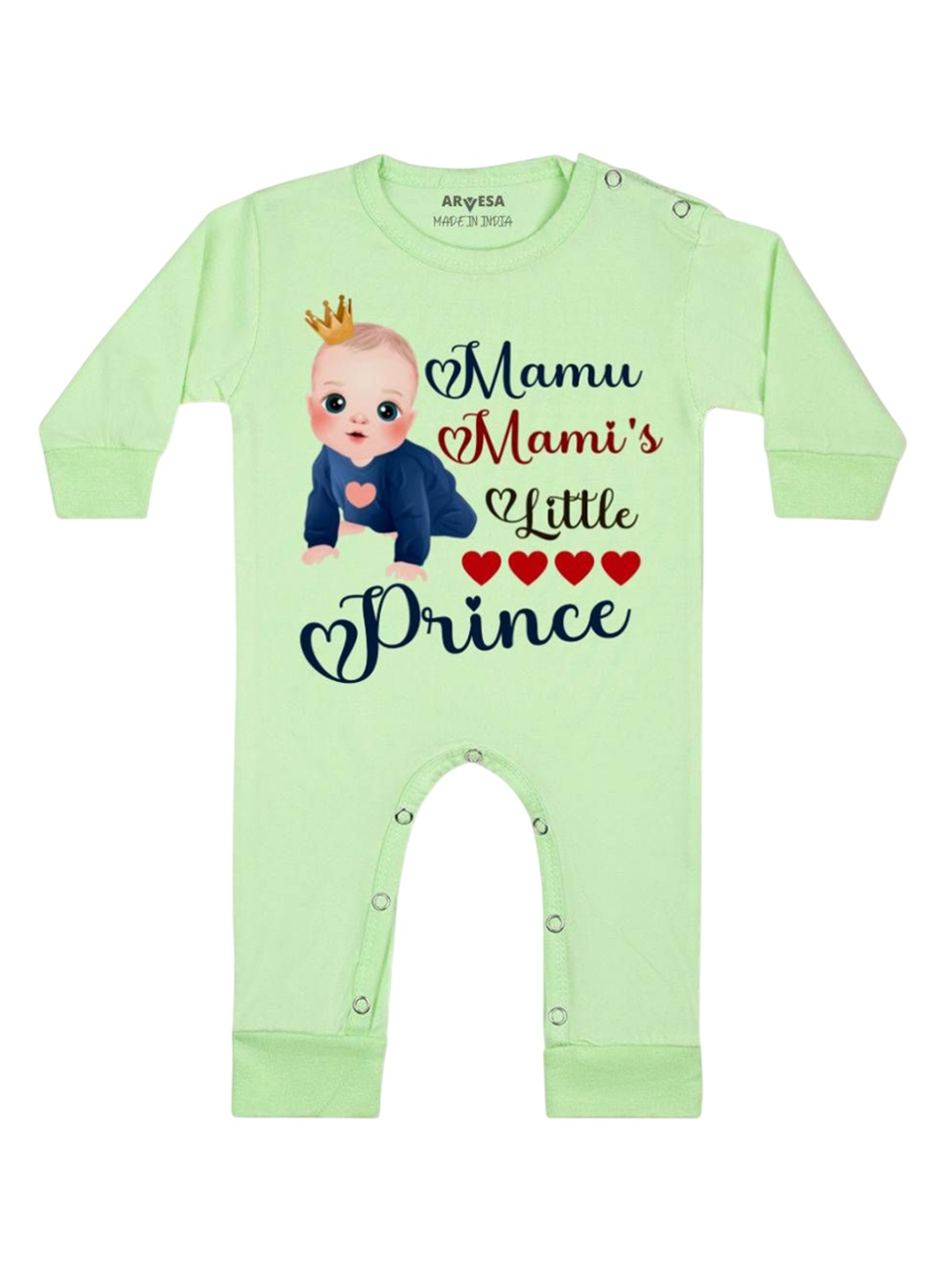 

Arvesa Kids Mamu Mami'S Little Prince Printed Baby Romper, Green