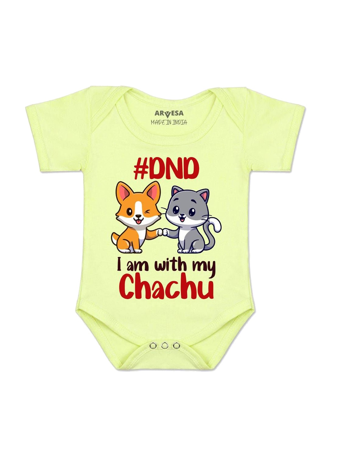 

Arvesa Kids Dnd I Am With My Chachu Printed Romper, Yellow