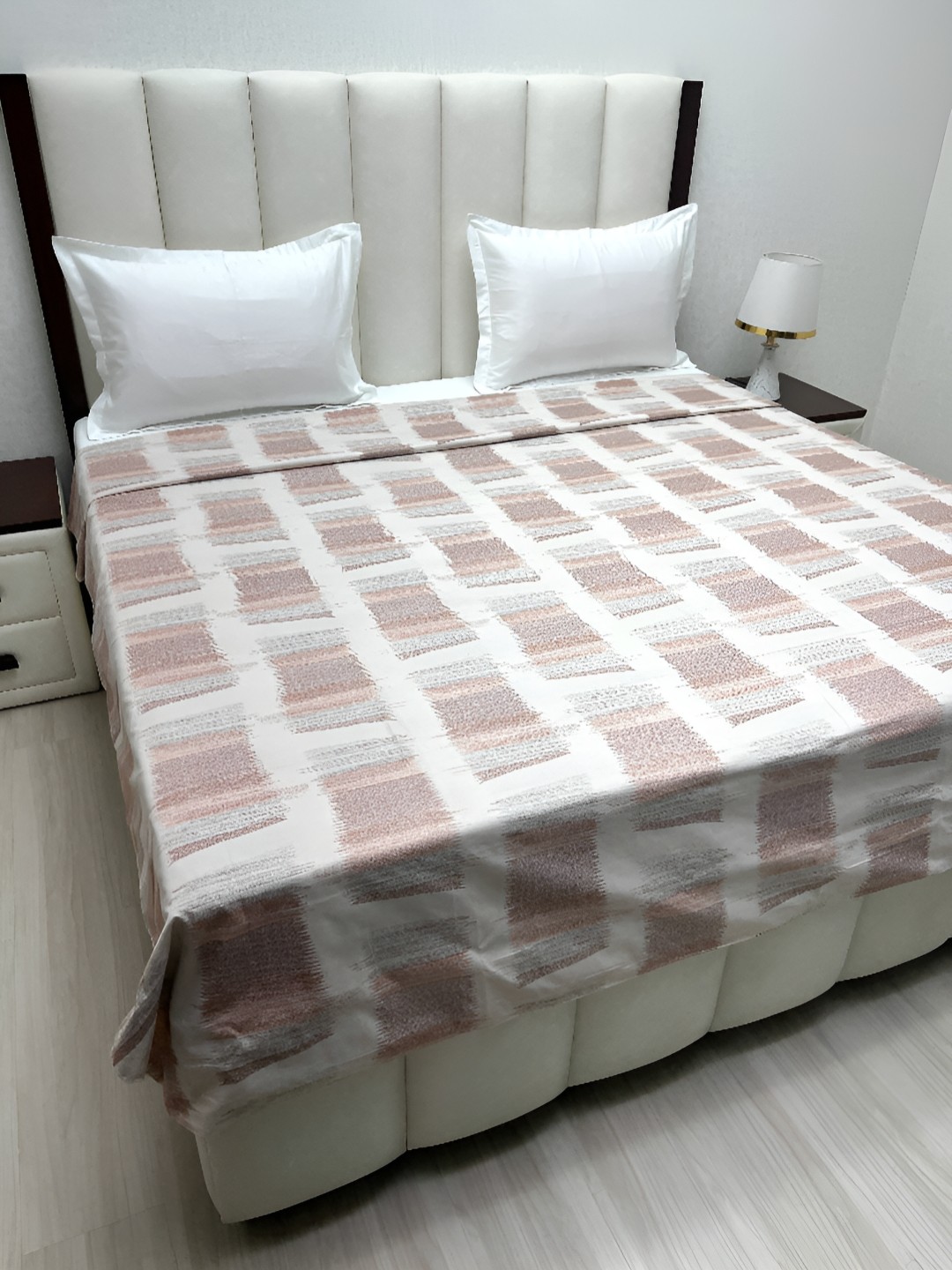 

Pure Decor Beige & Brown Printed Pure Cotton 260 TC King Size Duvet Cover