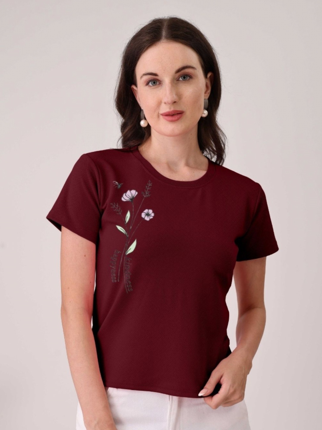 

Moda Rapido Women Printed T-shirt, Maroon