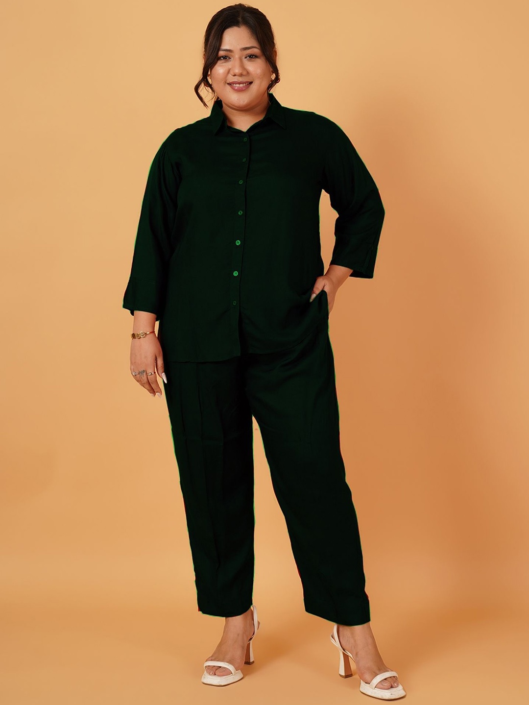 

ANGOORI FASHION Shirt Collar Shirt With Trouser, Green