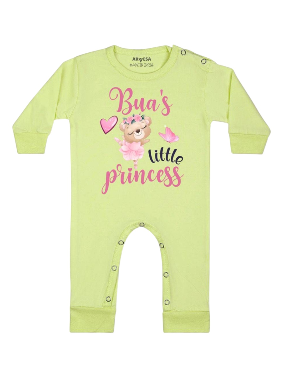 

Arvesa Kids Bua Little Princess Printed Baby Romper, Yellow