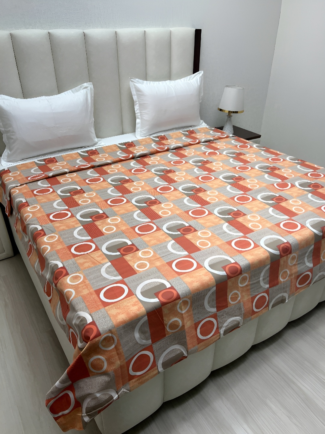 

Pure Decor Rust & Grey Geometric Printed Pure Cotton King Size Duvet Cover