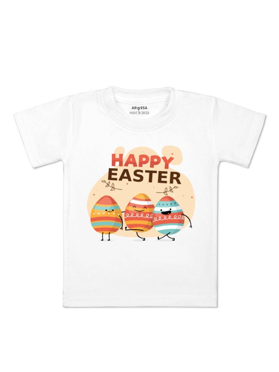 

Arvesa Happy Easter Printed Kids Unisex T-shirt, White