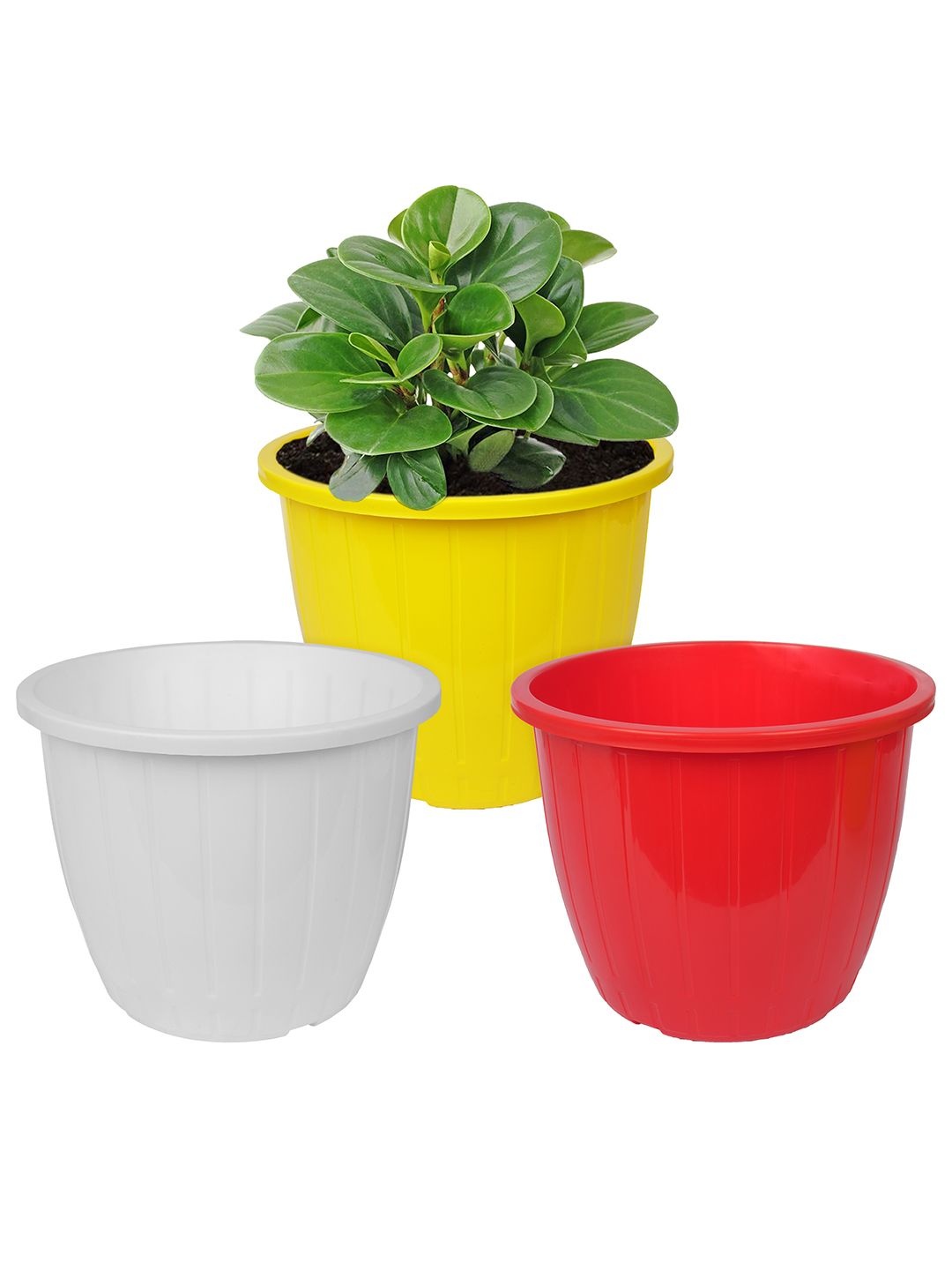 

Kuber Industries Red & White Pack of 3 Duro-Design Flower Planters