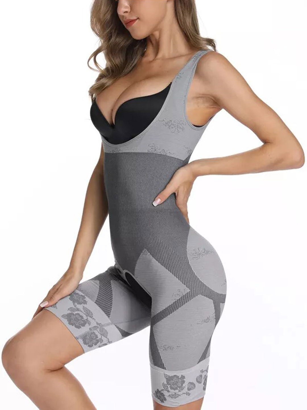 

Flamezia Lightweight Lifts Slims & Shapes Full Body Shaper, Grey