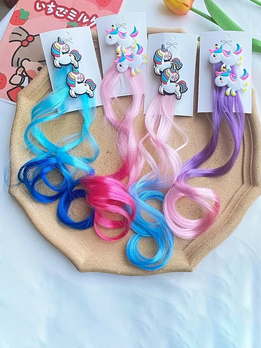 

LYTIX Set Of 2 Clip In Straight Colorful Braided Ponytail- Multicolor- 11.8 Inch, Assorted