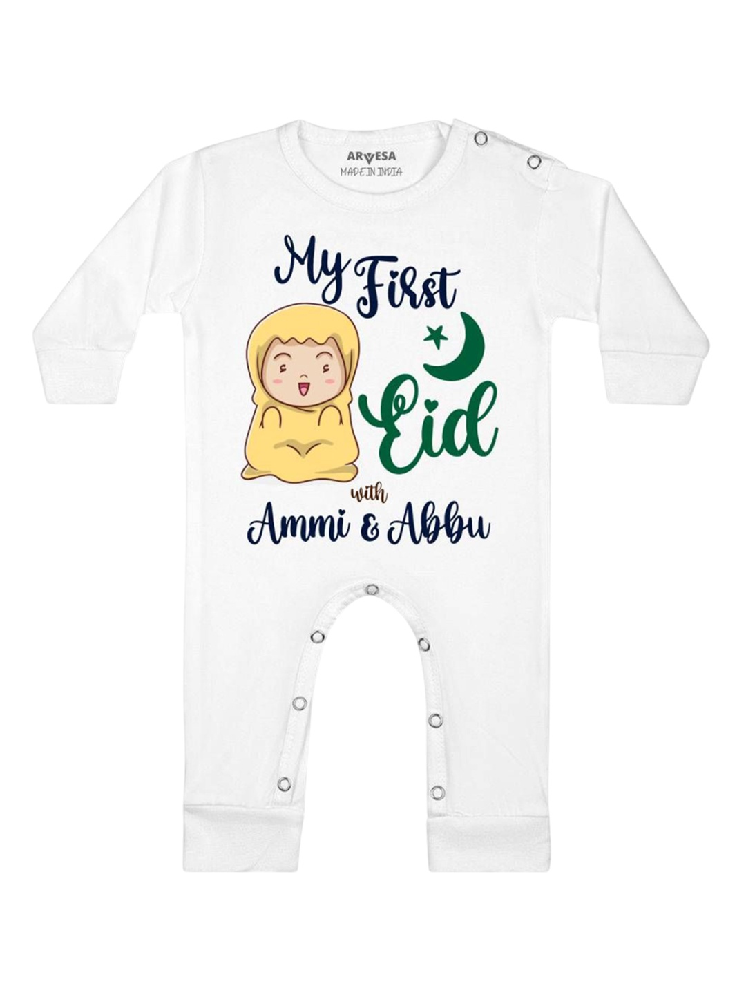 

Arvesa Unisex My First Eid Printed Bodysuit, White