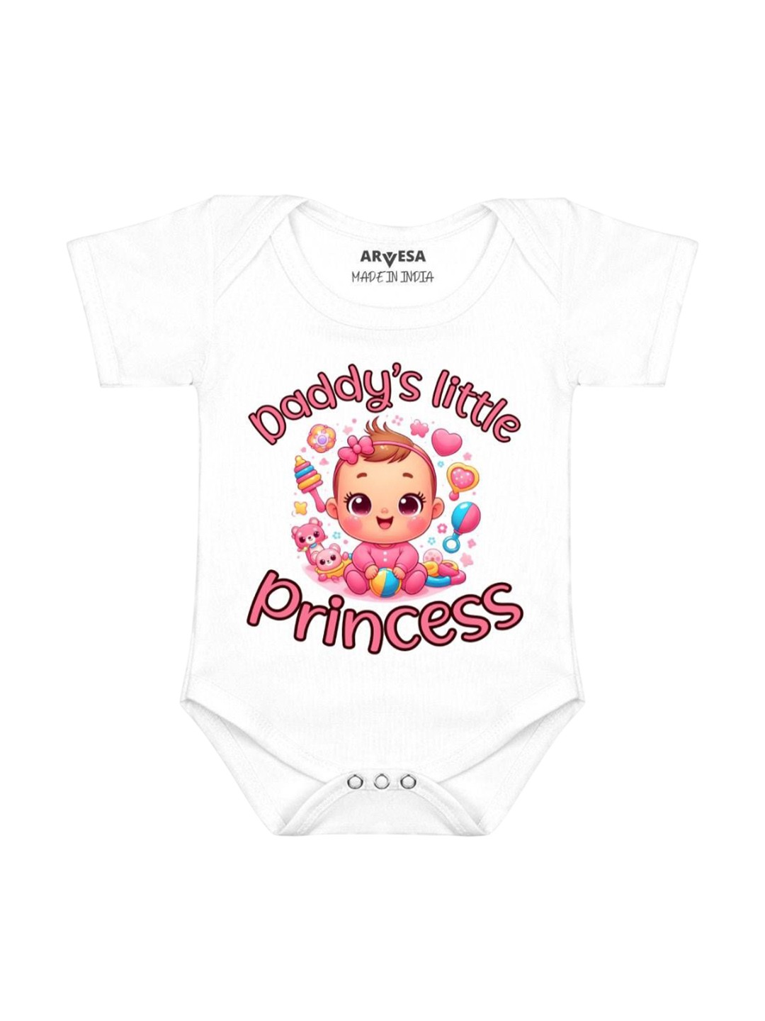 

Arvesa Kids Daddy Little Princess Printed Romper, White