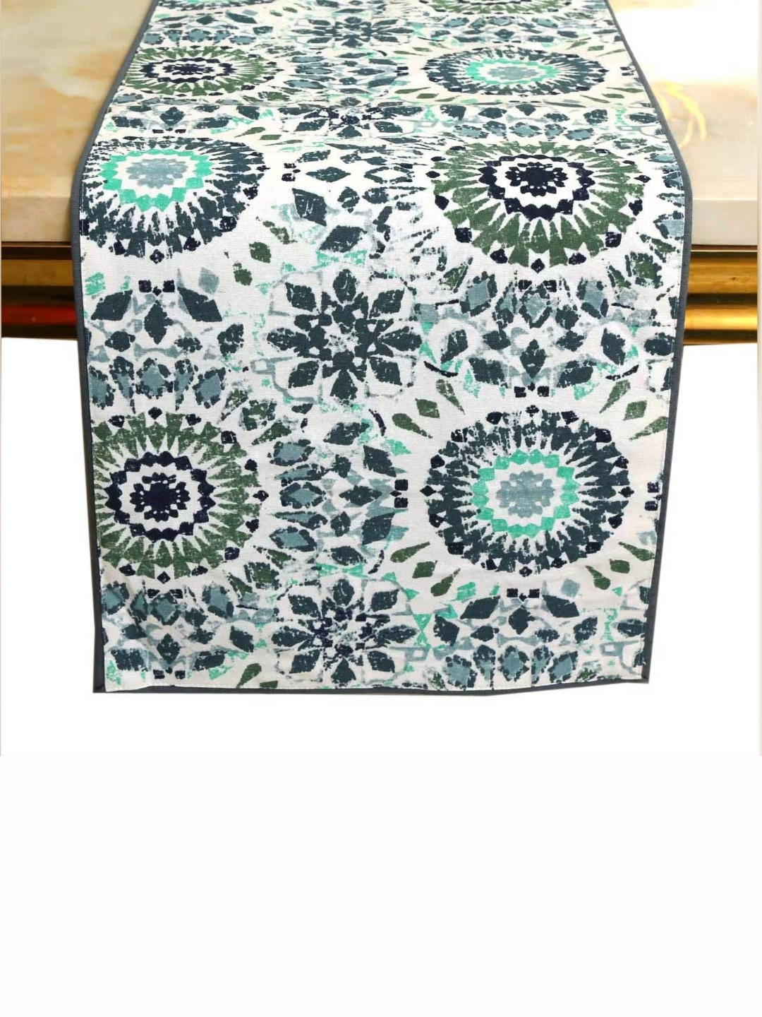 

BILBERRY Furnishing by preeti grover White Printed 72" X 14'' Pure Cotton Table Runner