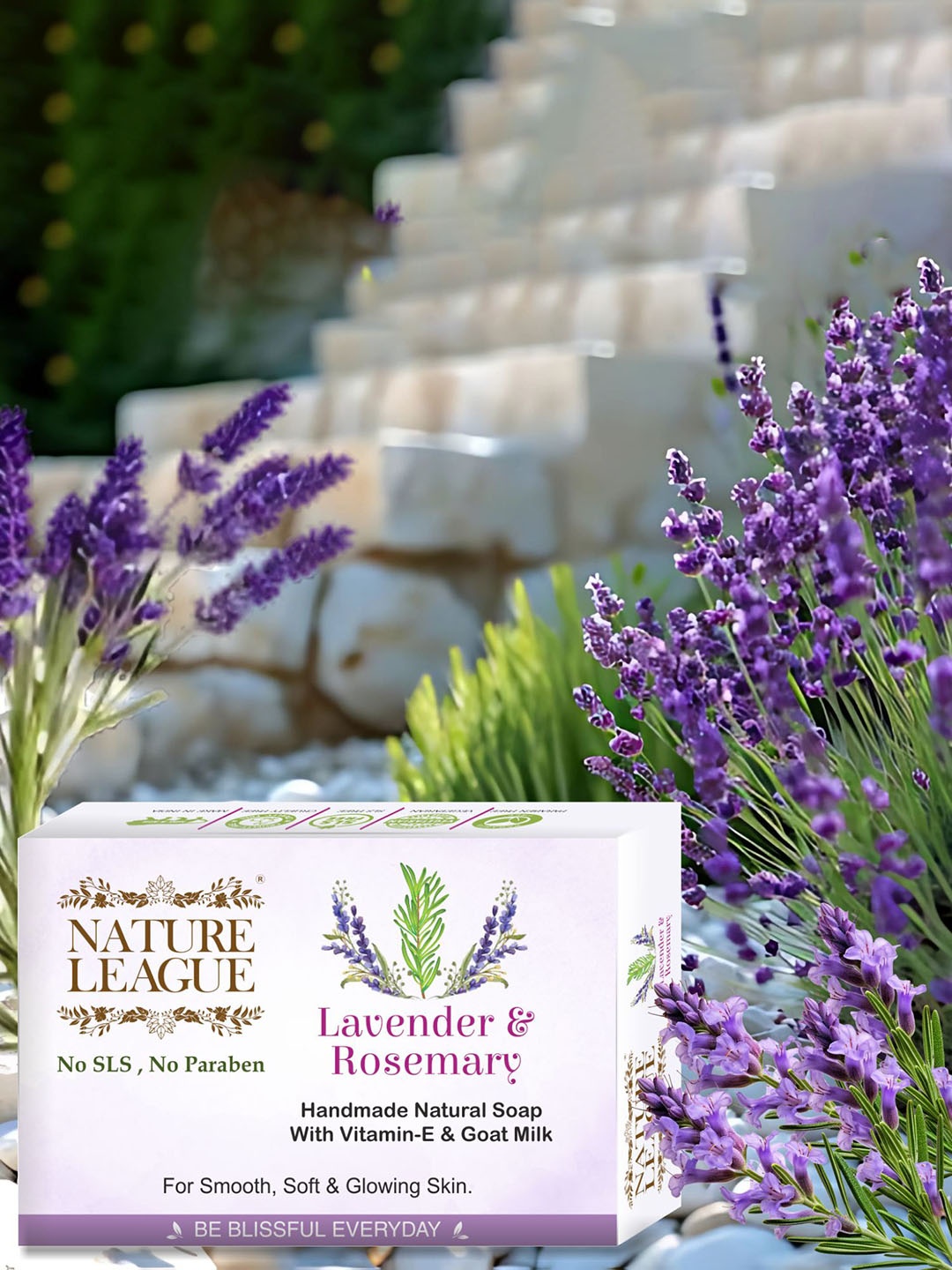 

NATURE LEAGUE Set Of 6 Lavender & Rosemary, Natural Handmade Soap- 100 g Each