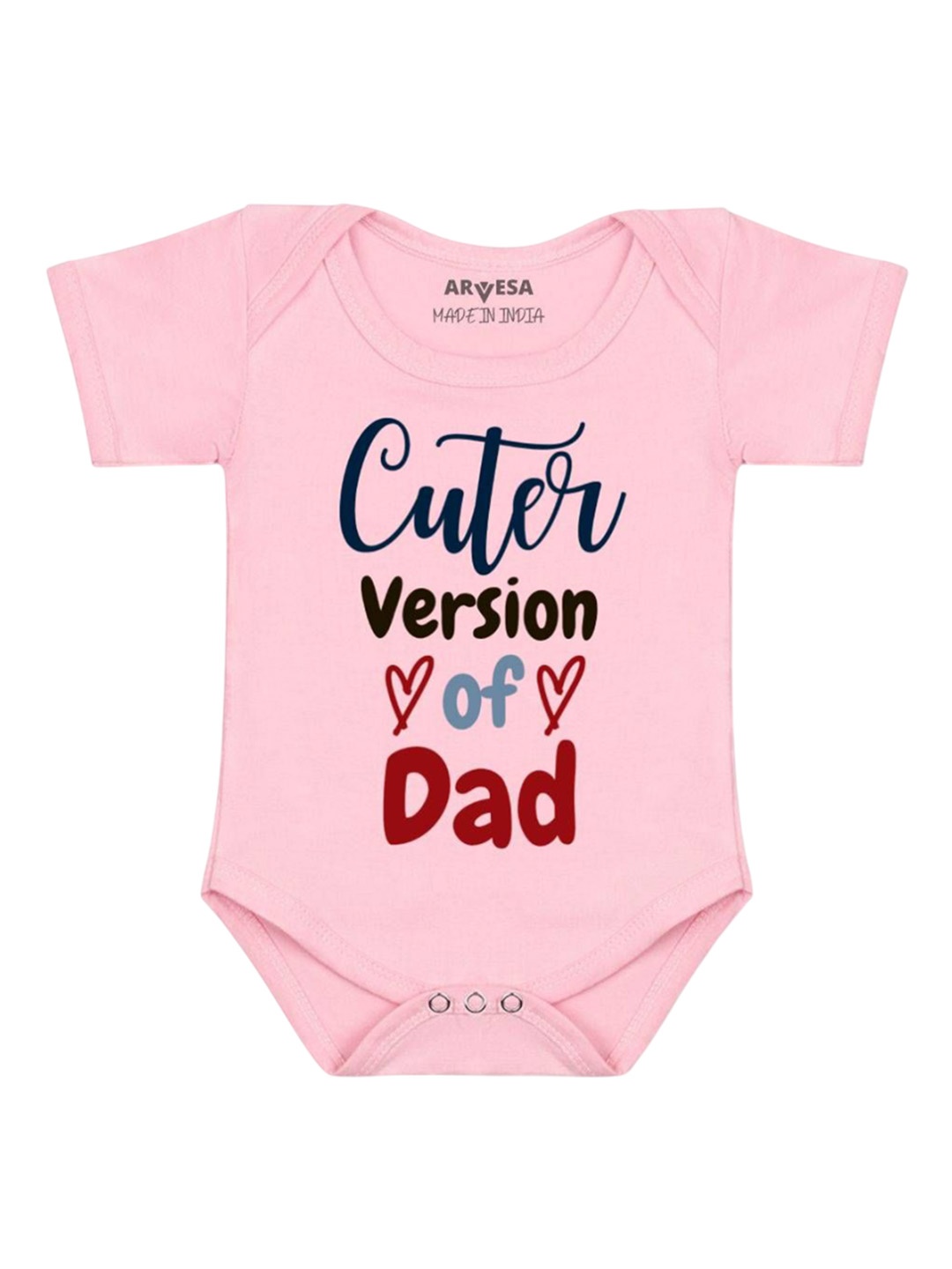 

Arvesa Kids Cuter Version Of Dad Printed Envelope Neck Short Sleeves Romper, Pink