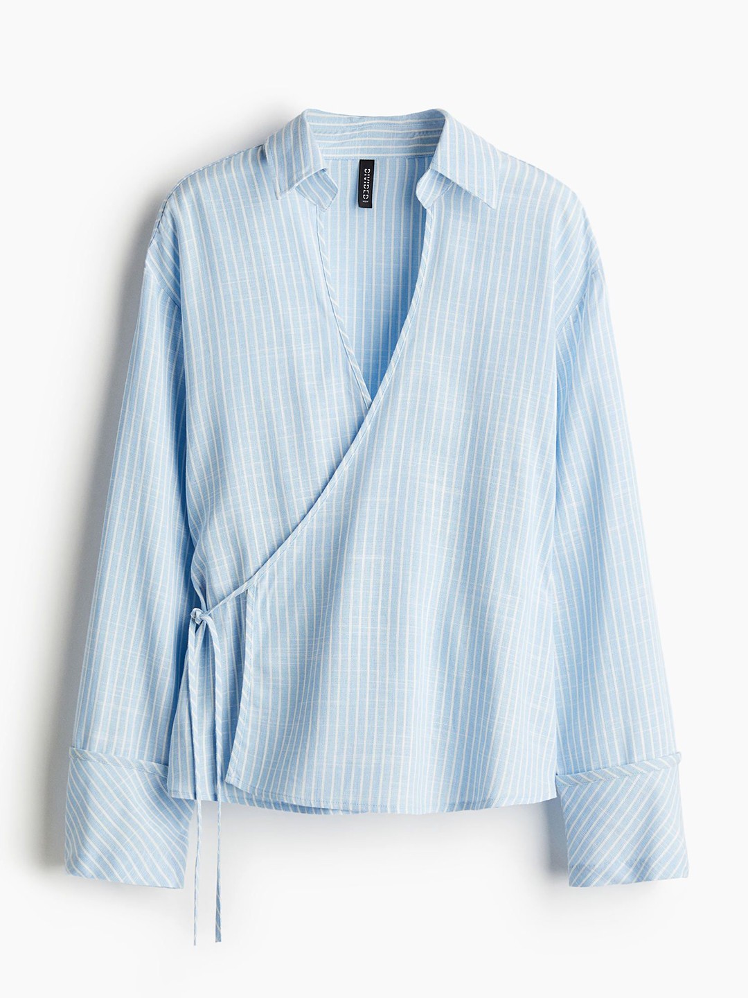 

H&M Tie-Detail Wrap Shirt, Blue