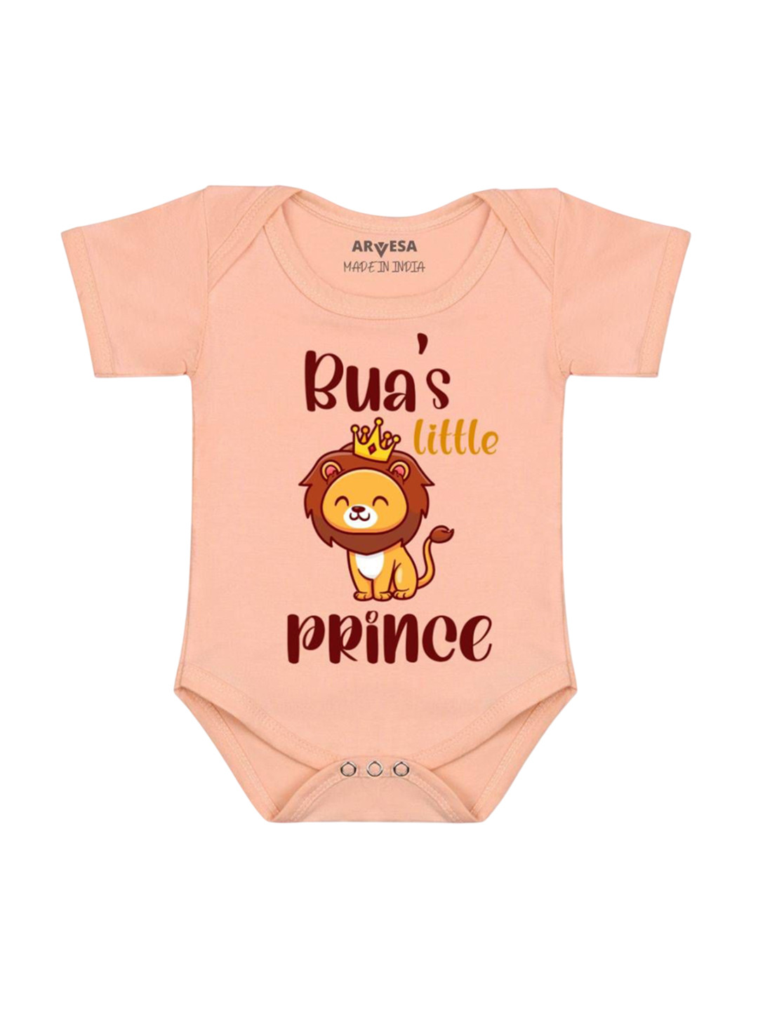 

Arvesa Kids Bua Little Prince Printed Cotton Romper, Peach