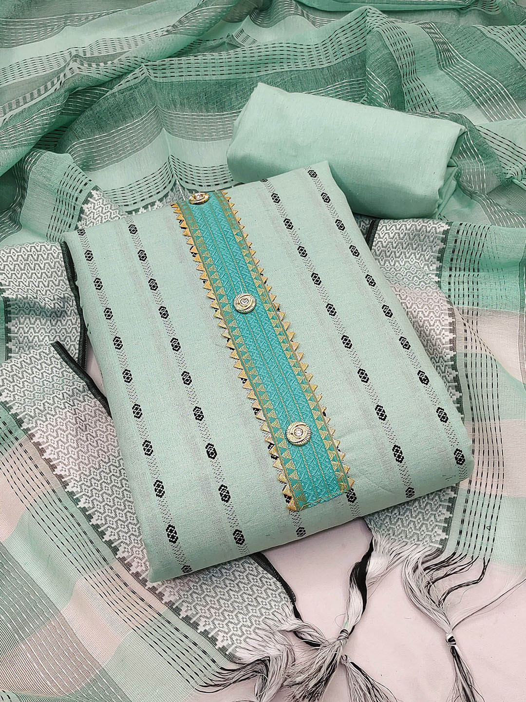 

SAINOOR Unstitched Dress Material, Sea green