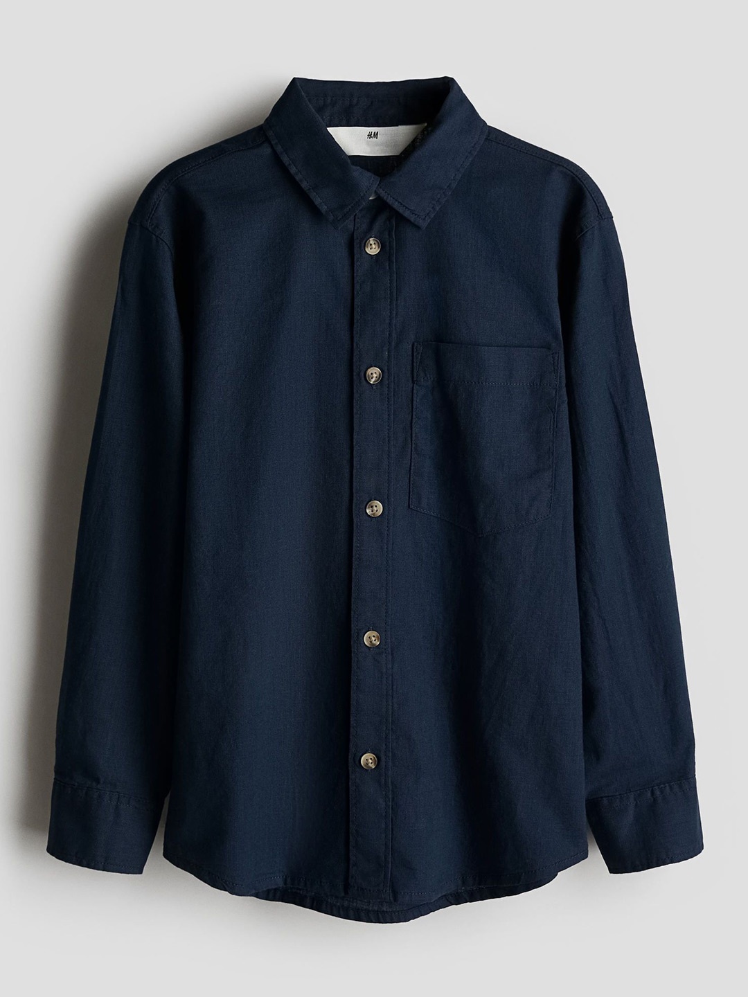 

H&M Linen-Blend Shirt, Blue