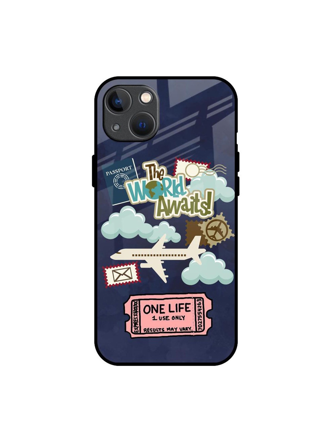 

QRIOH Floral Printed iPhone 13 Mini Back Case Mobile Accessories, Navy blue