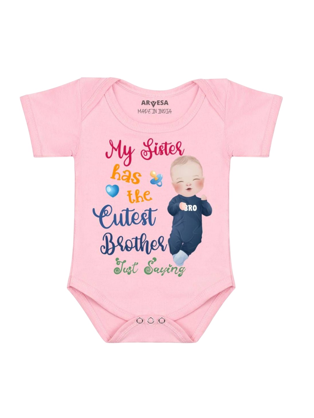

Arvesa Infants Graphic Typography Printed Cotton Romper, Pink