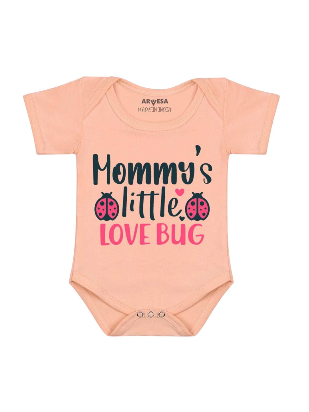 

Arvesa Kids Mommy Little Love Bug Printed Romper, Peach