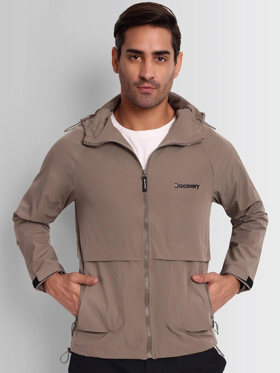 

DCYPHR Men Longline Sporty Jacket, Brown