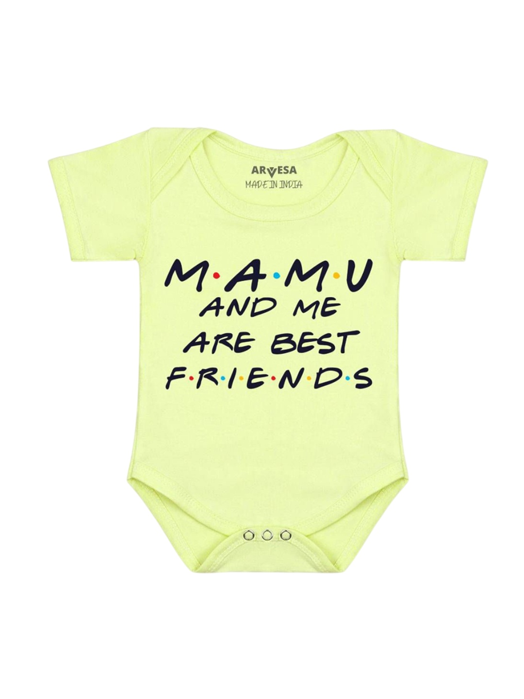 

Arvesa Mamu & Me Are Best Friend Printed Romper, Yellow