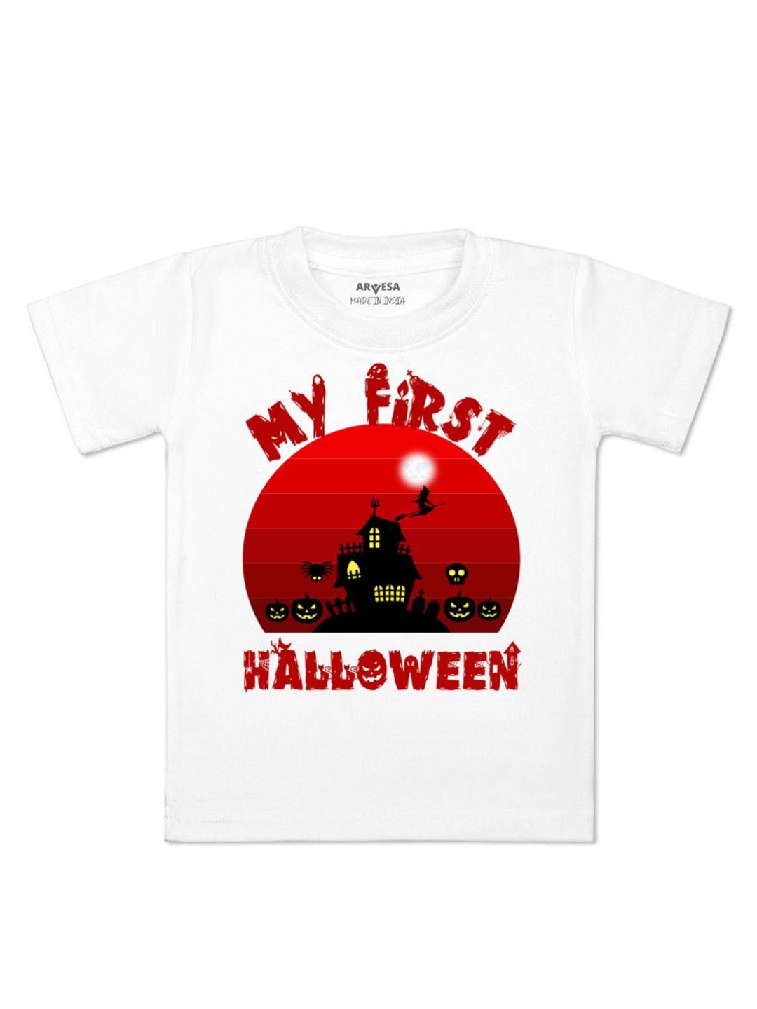 

Arvesa First Halloween Printed Kids Unisex T-shirt, White