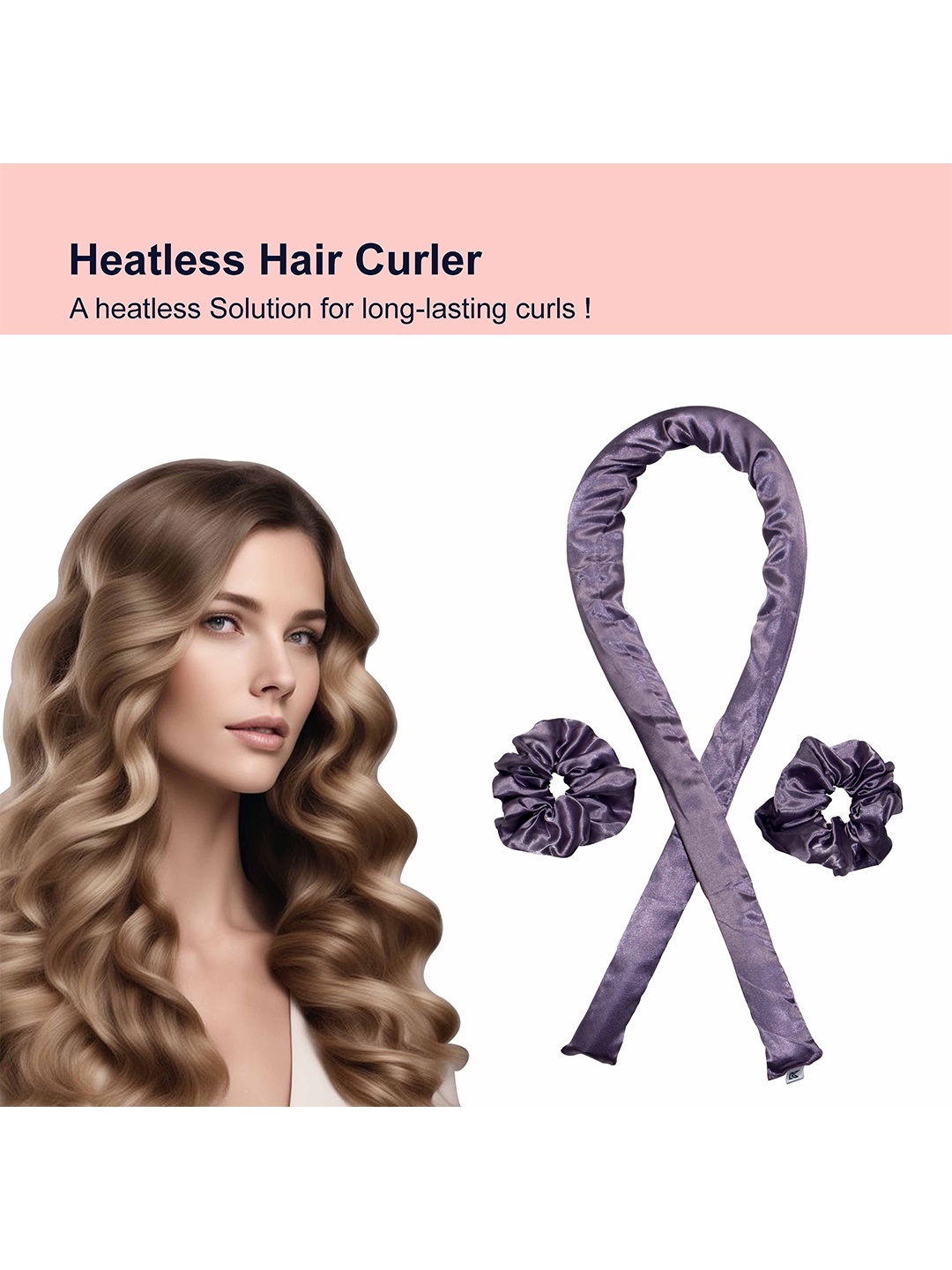 

KLIYARA Non Heated Hair Curler With 2 Scrunchies, Purple
