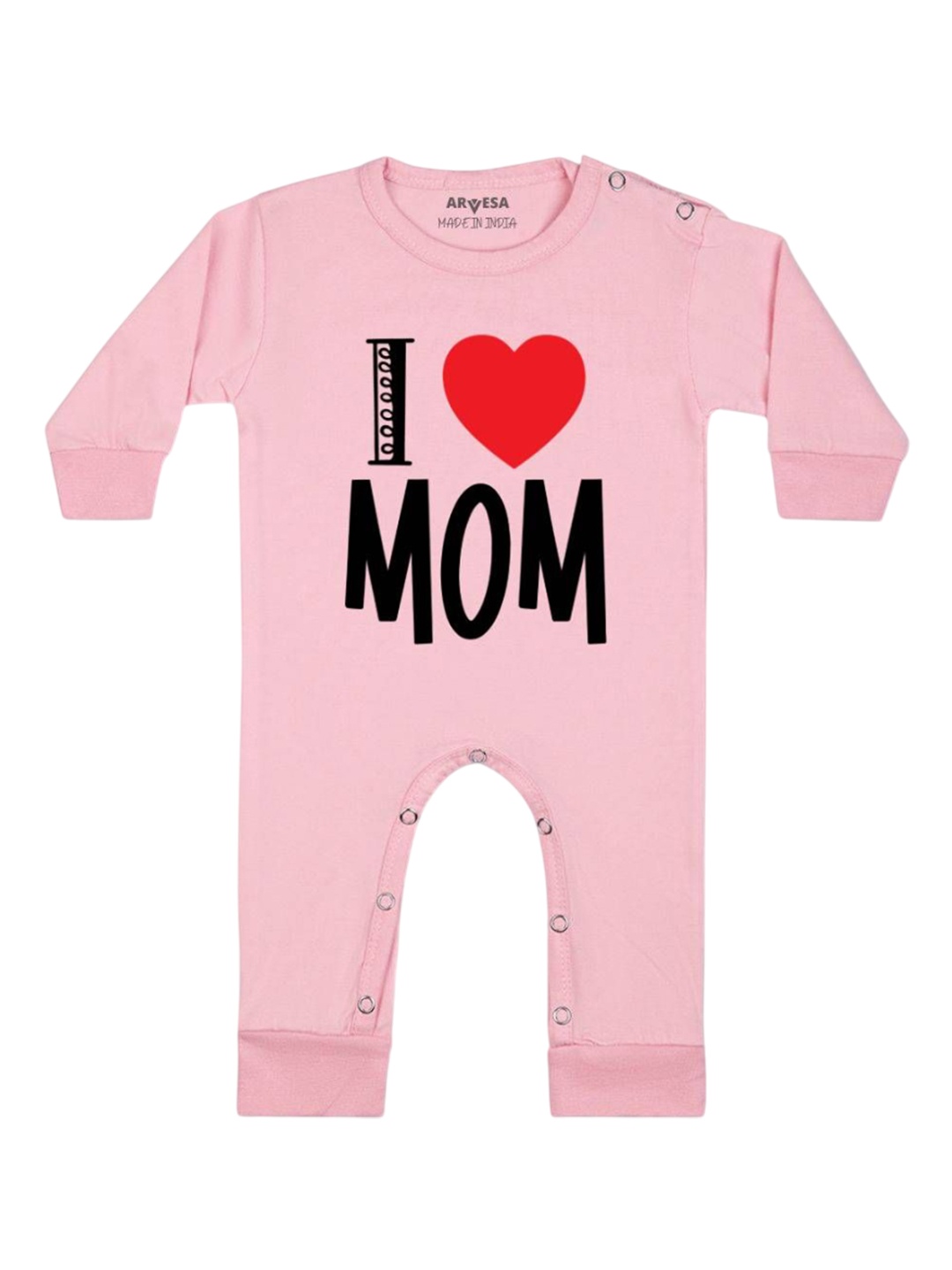 

Arvesa Kids I Love Mom Printed Baby Romper, Pink