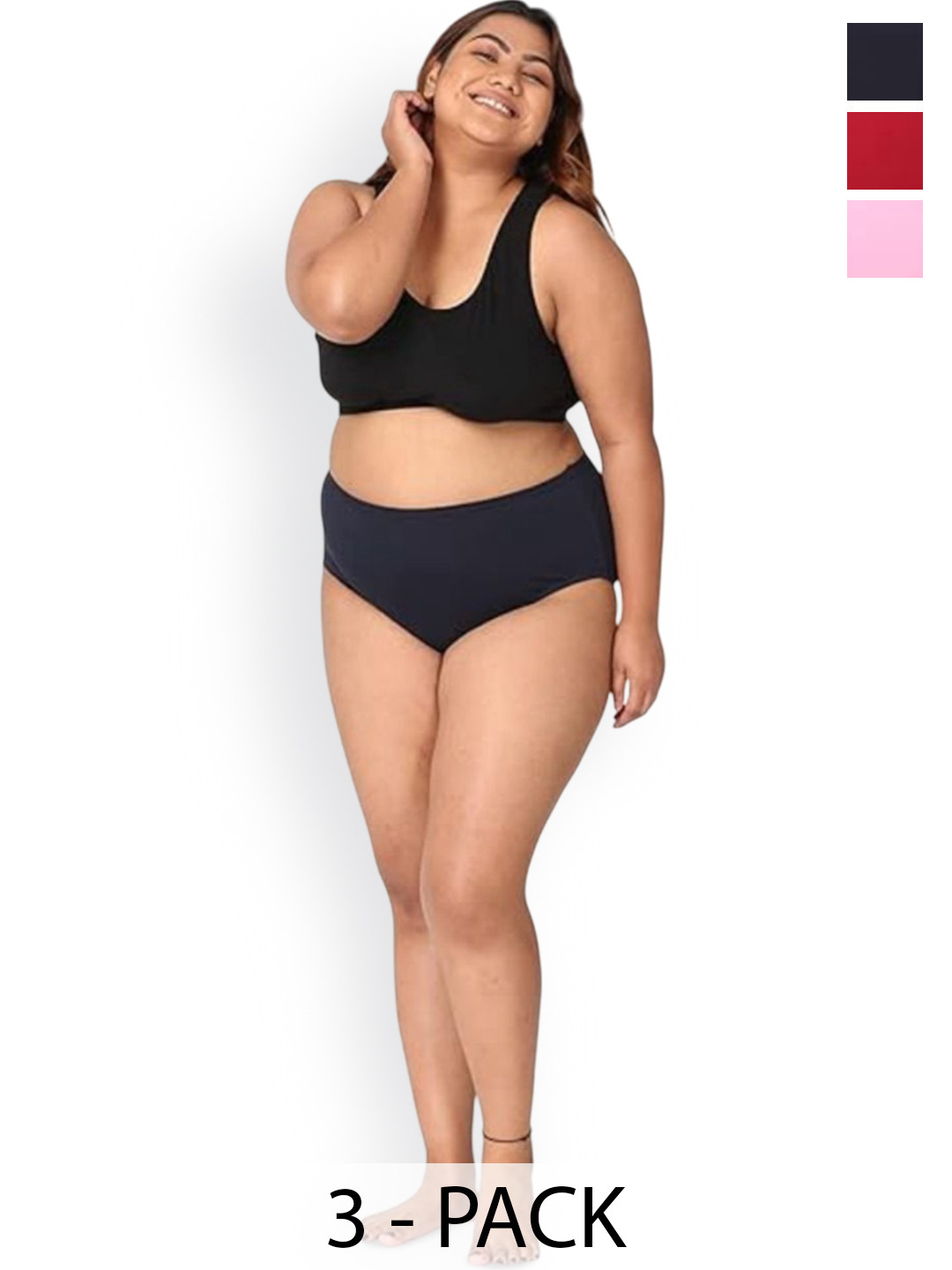 

SHREE GANESH FASHION Pack Of 3 Cotton Bikini Briefs plus-GR-RD-LP-003-XL3., Multi