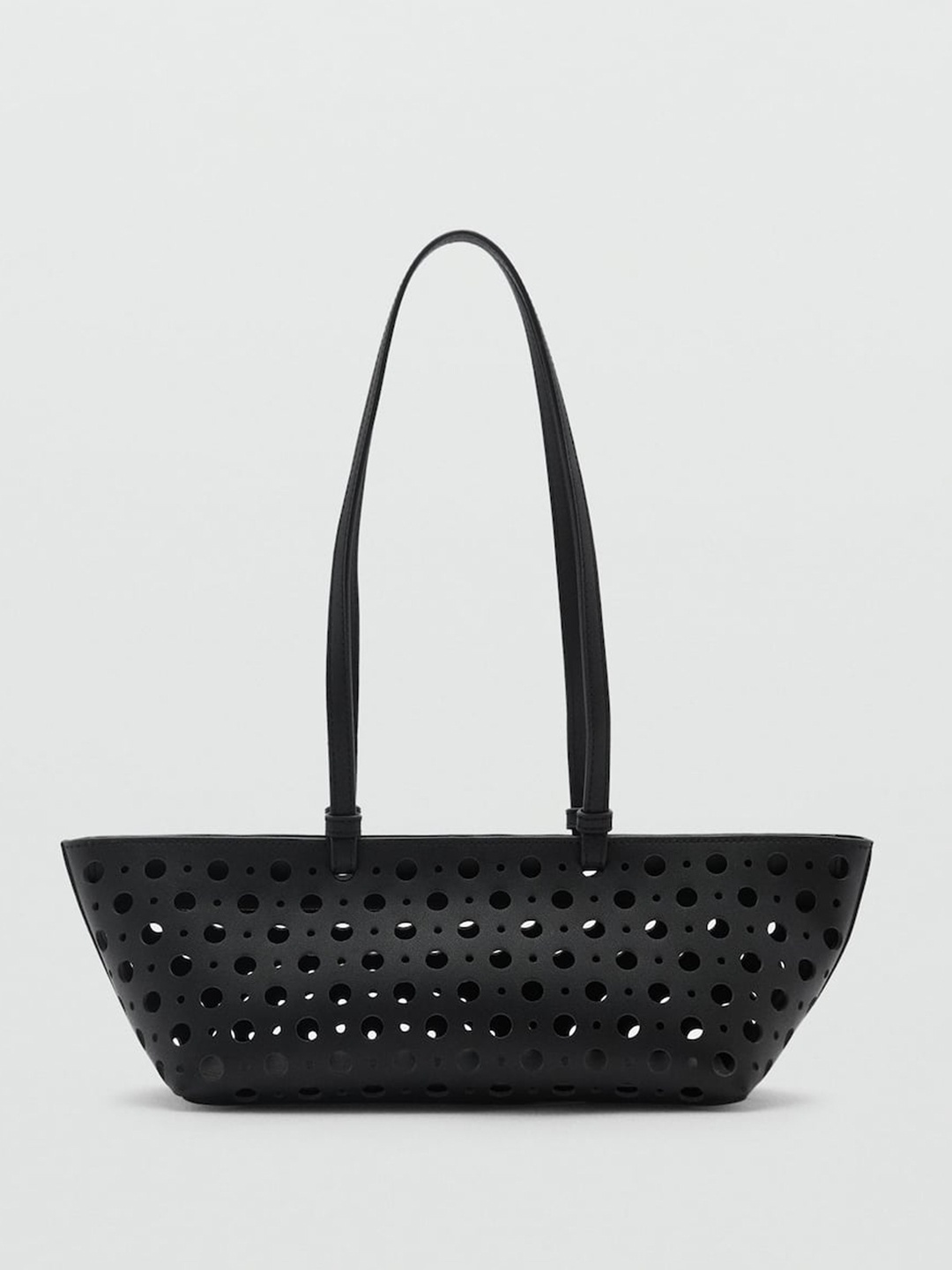 

MANGO Structured Shoulder Bag with Cut Work Detail, Black