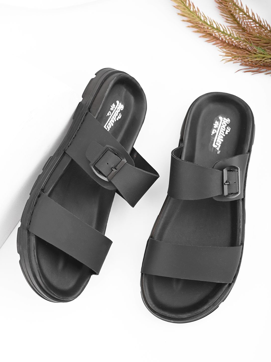 

The Roadster Lifestyle Co Men Buckle Comfort Sandals, Black