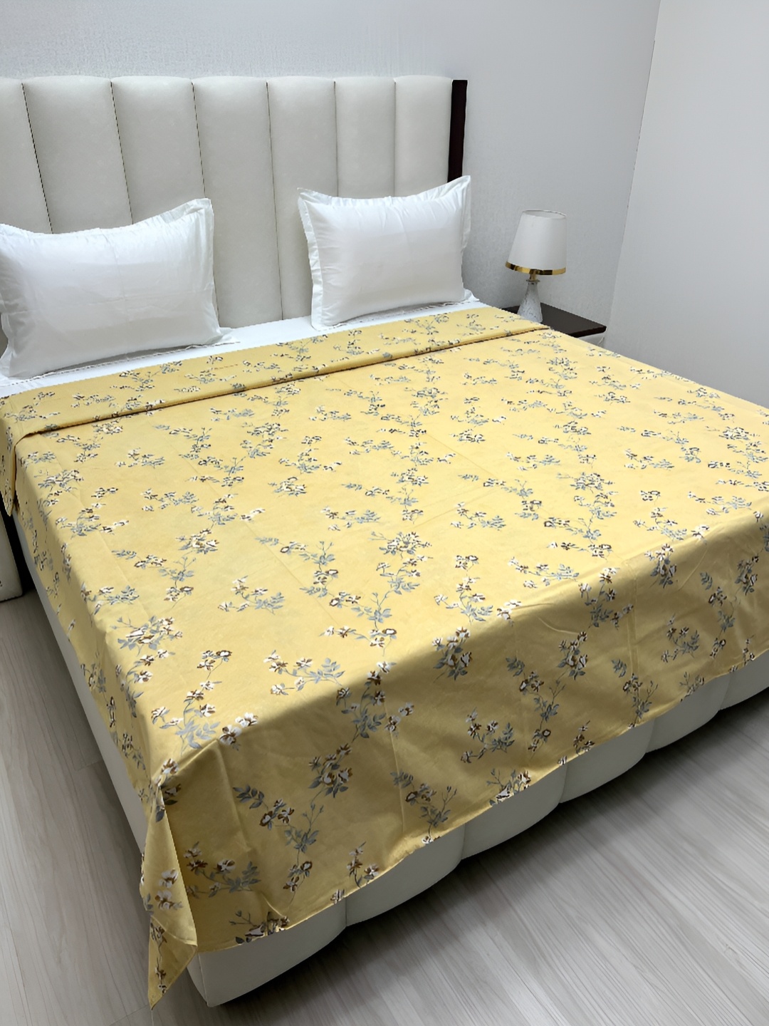 

Pure Decor Yellow Floral Printed Double King Duvet Cover