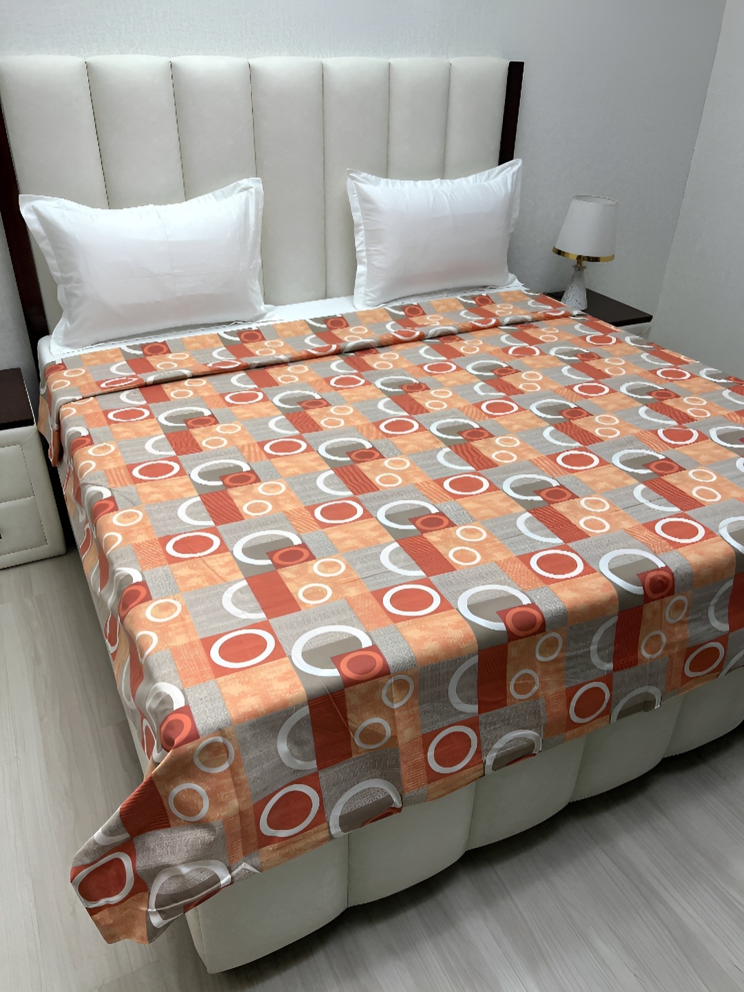 

Pure Decor Rust & Grey Printed Pure Cotton 260 TC King Size Duvet Cover