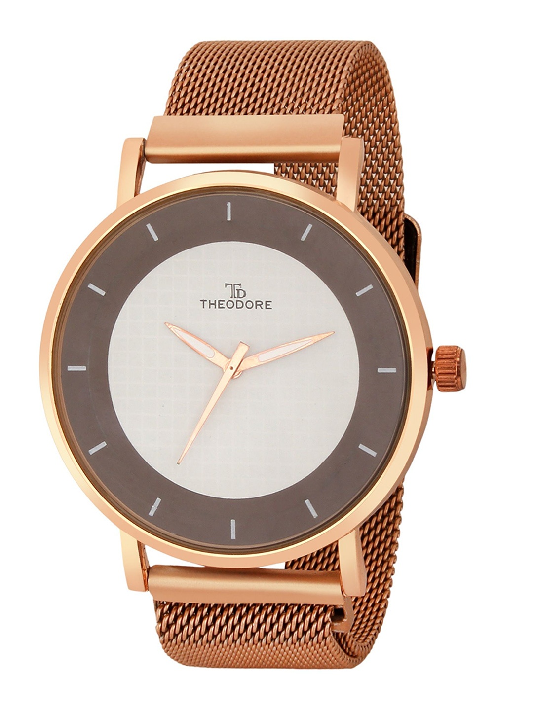 

THEODORE Men Dial & Bracelet Style Straps Analogue Watch TD16319, Rose gold