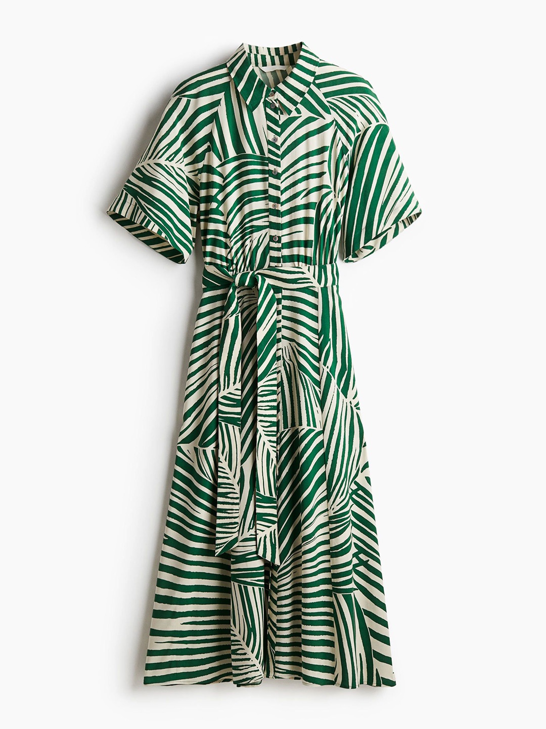 

H&M Tie-Belt Shirt Dress, Green