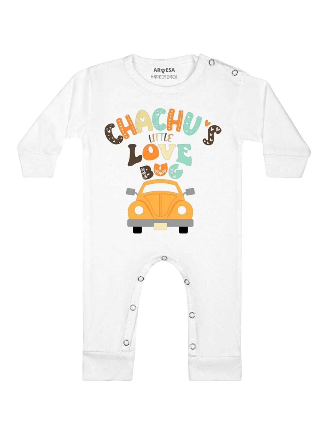 

Arvesa Kids Chachu Little Love Bug Printed Baby Romper, White