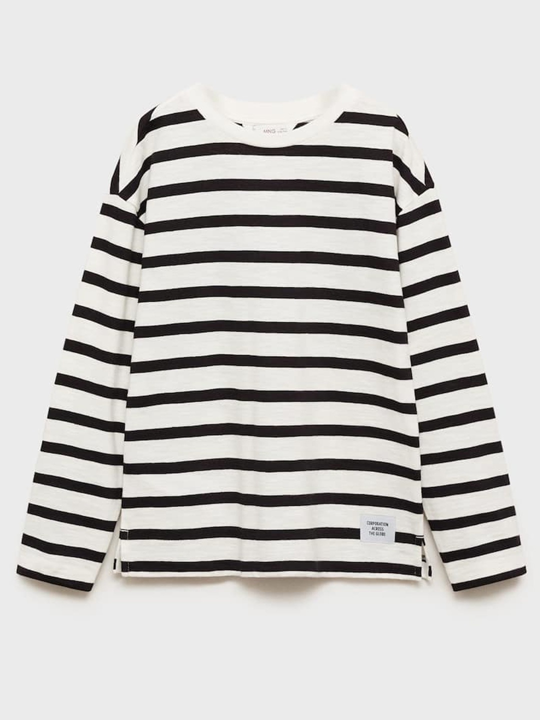

Mango Kids Boys Striped Drop-Shoulder Sleeves Cotton T-shirt, White
