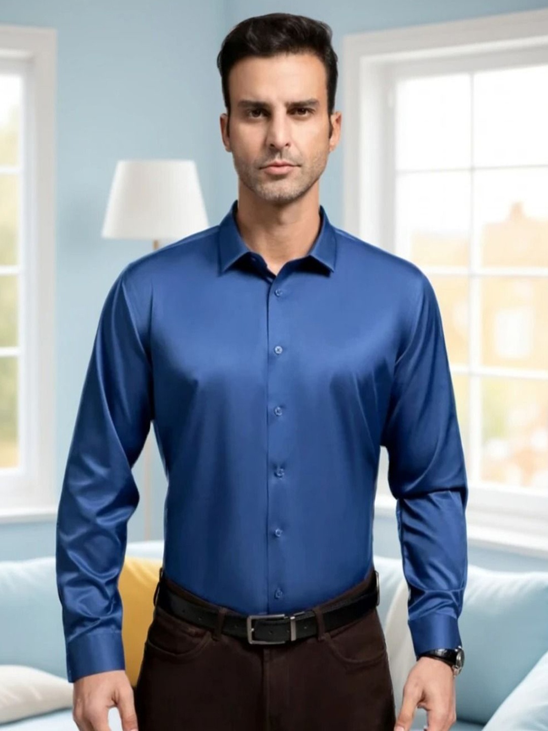 

BAESD Men Classic Opaque Casual Shirt, Black