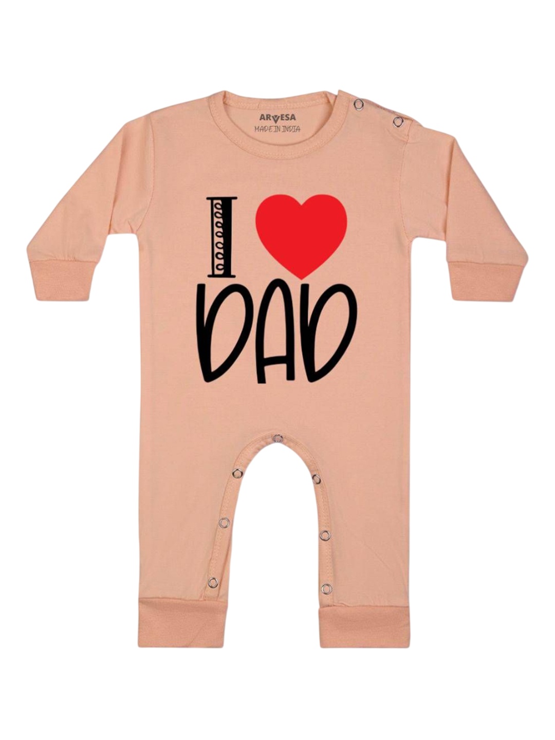 

Arvesa Kids I Love Dad Printed Baby Romper, Peach