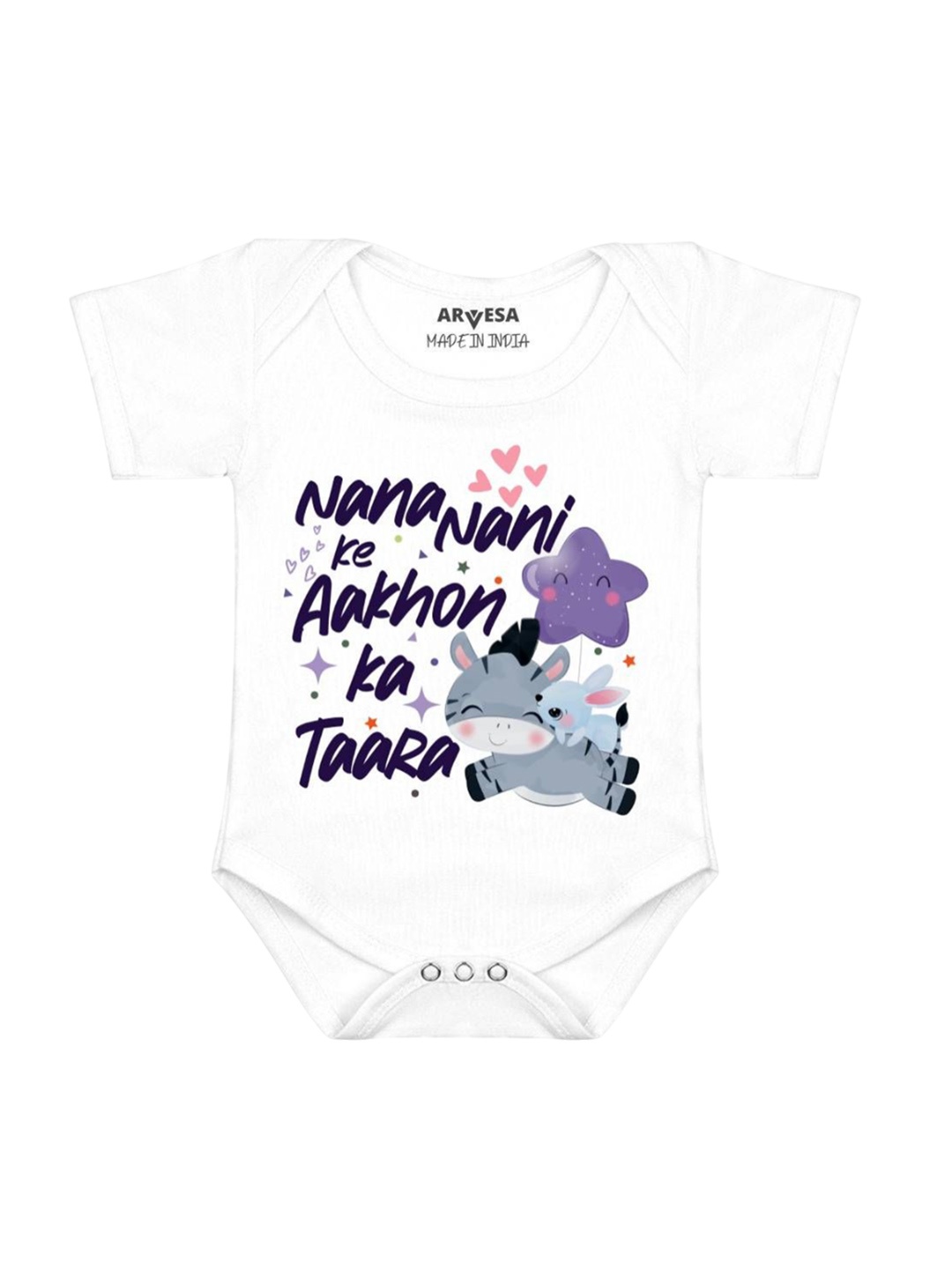 

Arvesa Kids Nana Nani Ke Aankhon Ka Tara Printed Romper, White