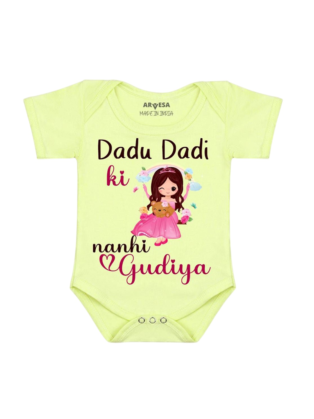 

Arvesa Kids Dada Dadi Ki Nani Gudiya Printed Romper, Yellow