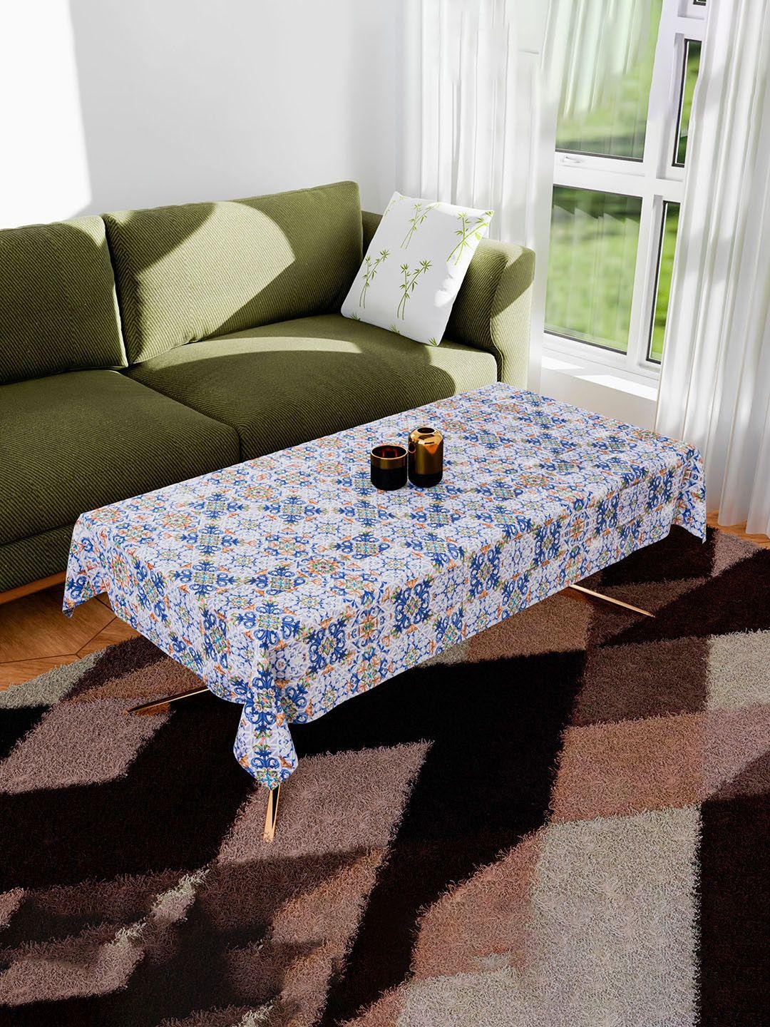 

Kuber Industries White & Blue Ethnic Motifs Printed Anti-Skid 2-Seater Table Cover