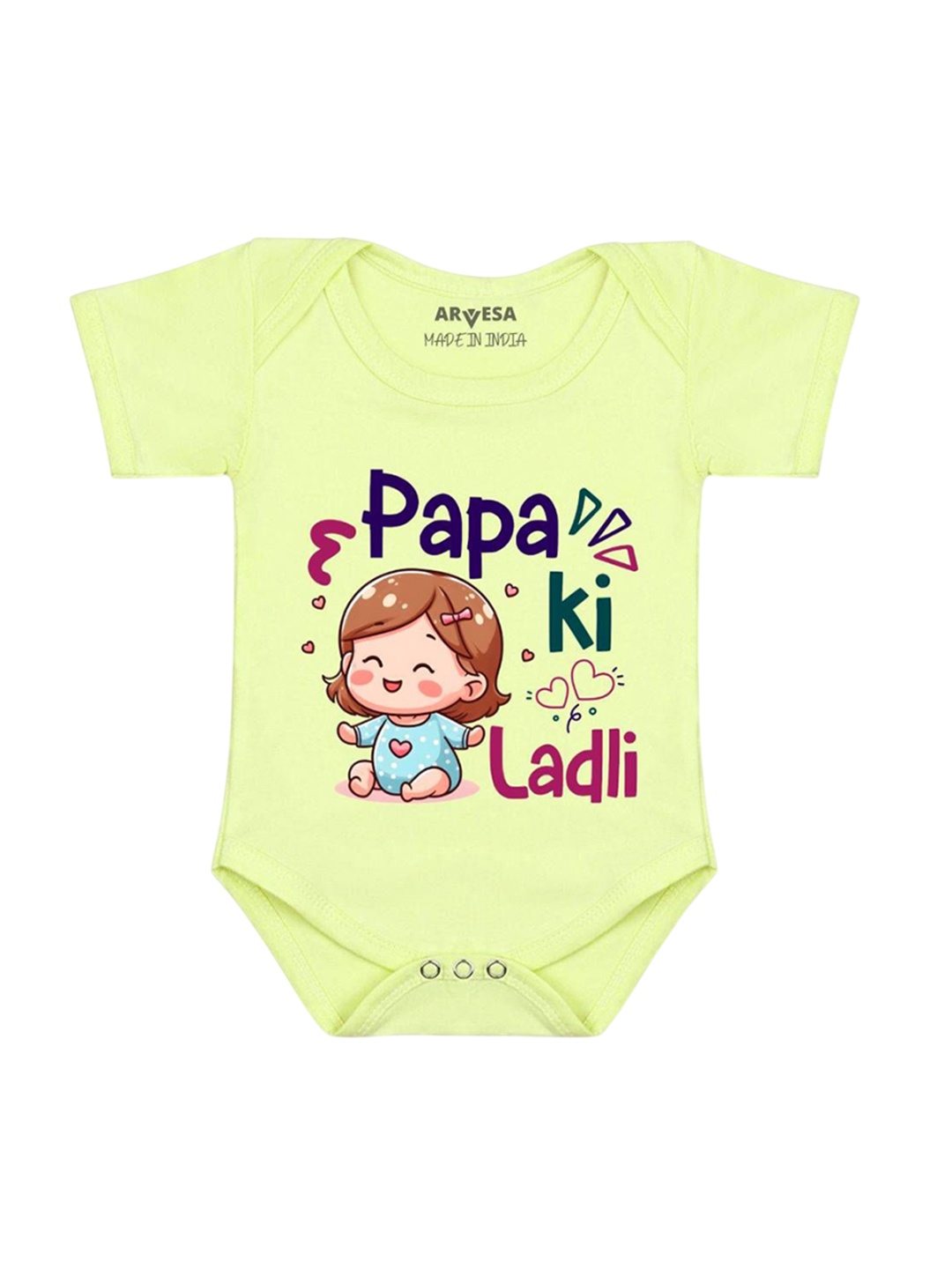 

Arvesa Kids Papa Ki Ladli Printed Cotton Romper, Green