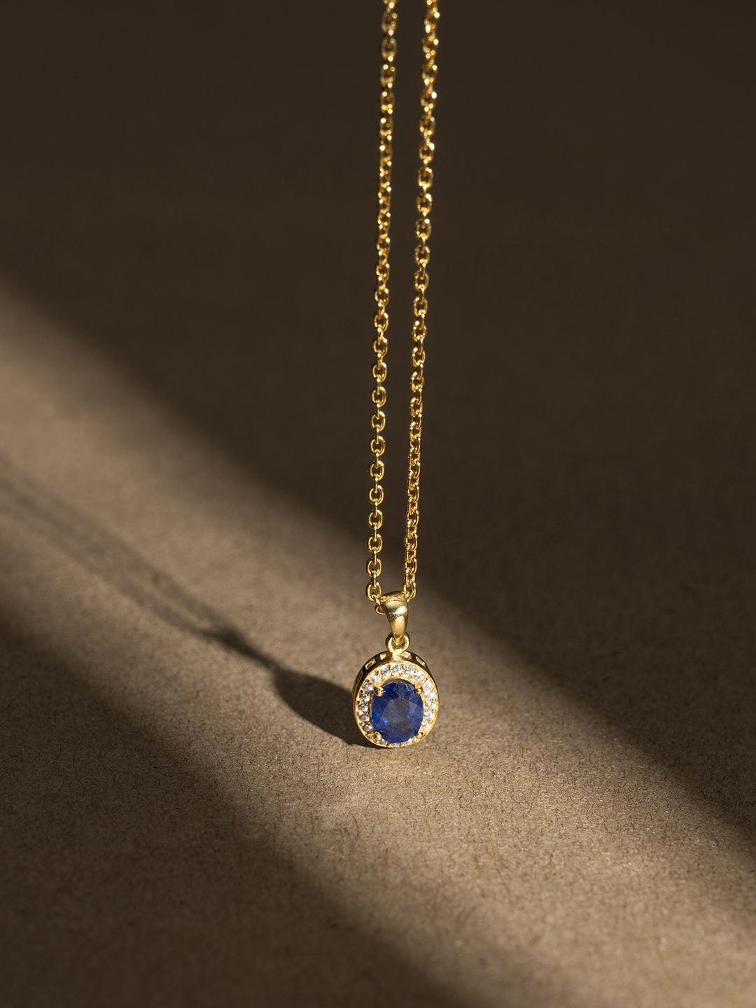 

Stone Story By Shruti 925 Sterling Silver Gold-Plated Stone Studded Pendant With Chain